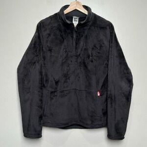 The North Face Women's L Fuzzy High Pile Fleece Quarter Zip Pullover Black Soft